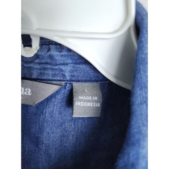 Martha Stewart Women Blue Chambray Button Down 3/4 Sleeves Blouse size Large - Picture 4 of 7